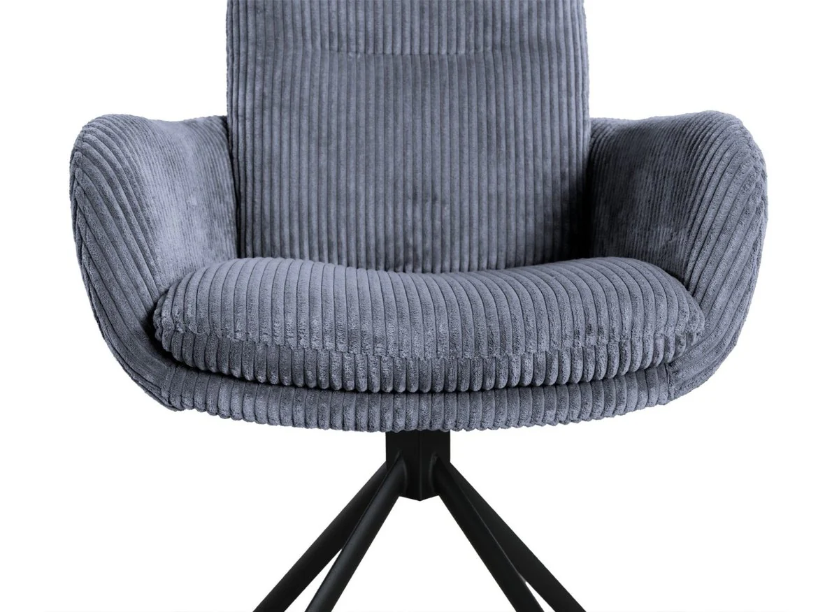 Chaise design avec accoudoirs en velours côtelé gris LOLA - Image 8