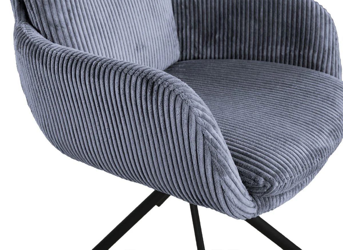 Chaise design avec accoudoirs en velours côtelé gris LOLA - Image 9