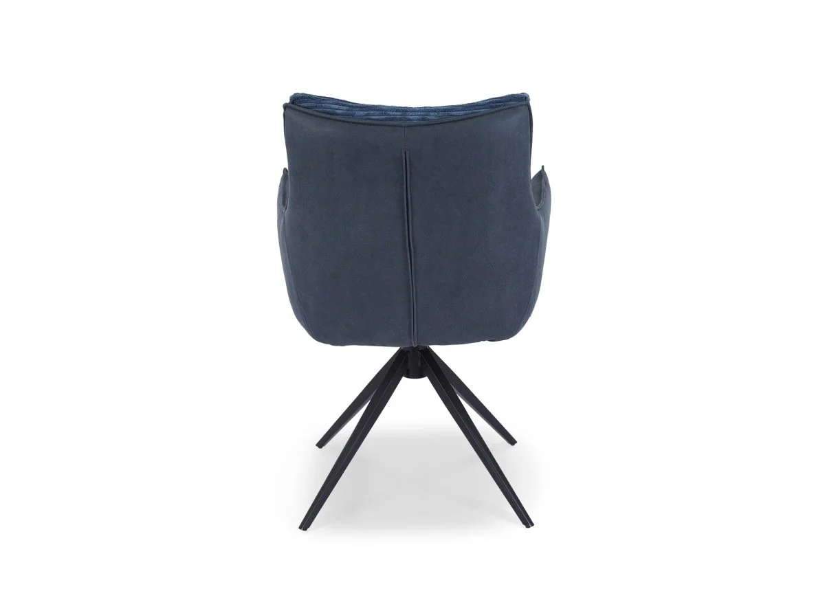 Chaise pivotante avec accoudoirs en velours bleu NOALIE - Image 5