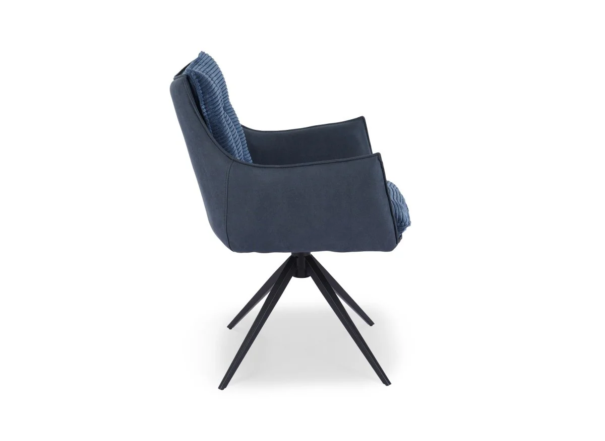 Chaise pivotante avec accoudoirs en velours bleu NOALIE - Image 6