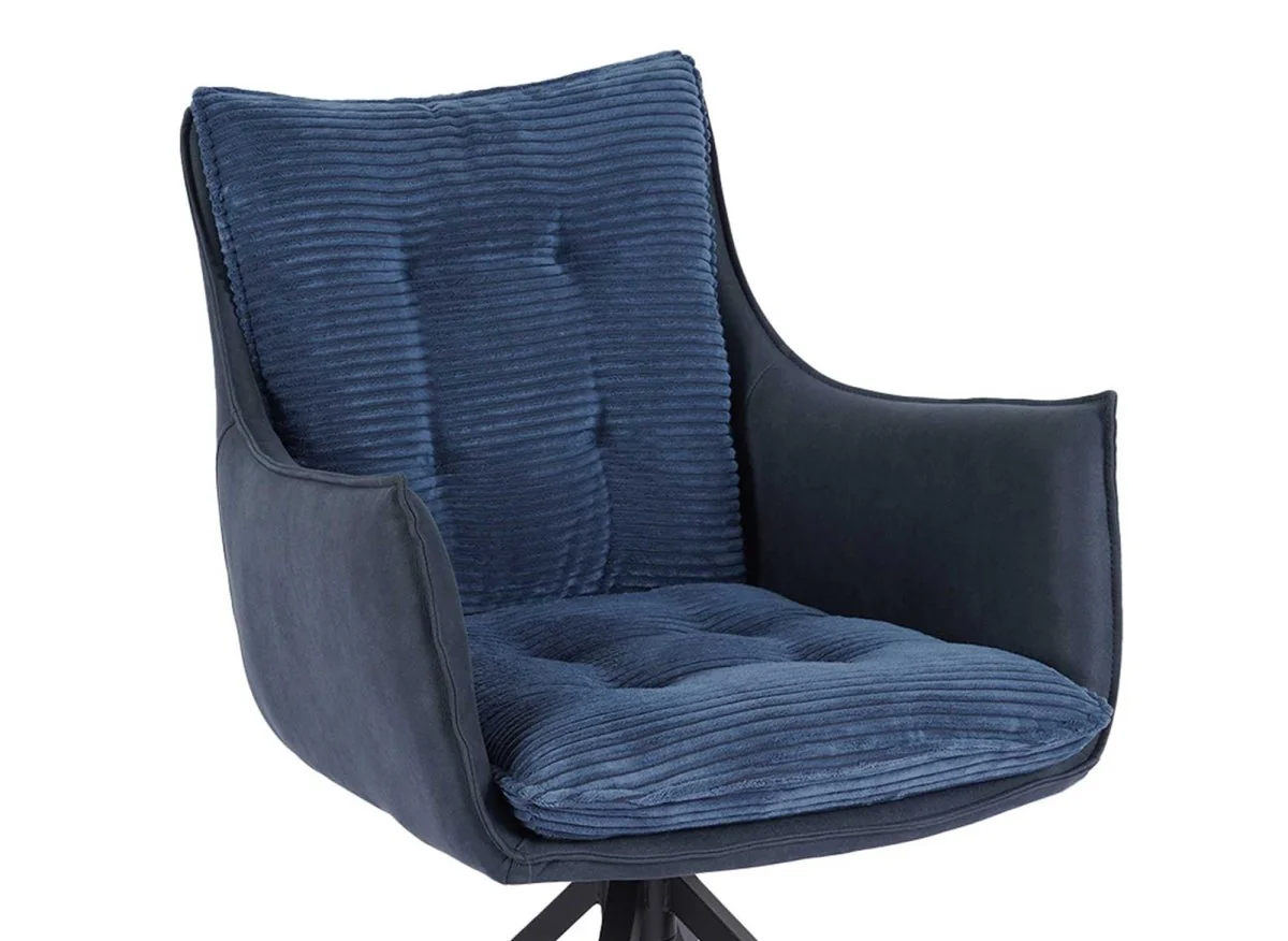 Chaise pivotante avec accoudoirs en velours bleu NOALIE - Image 7