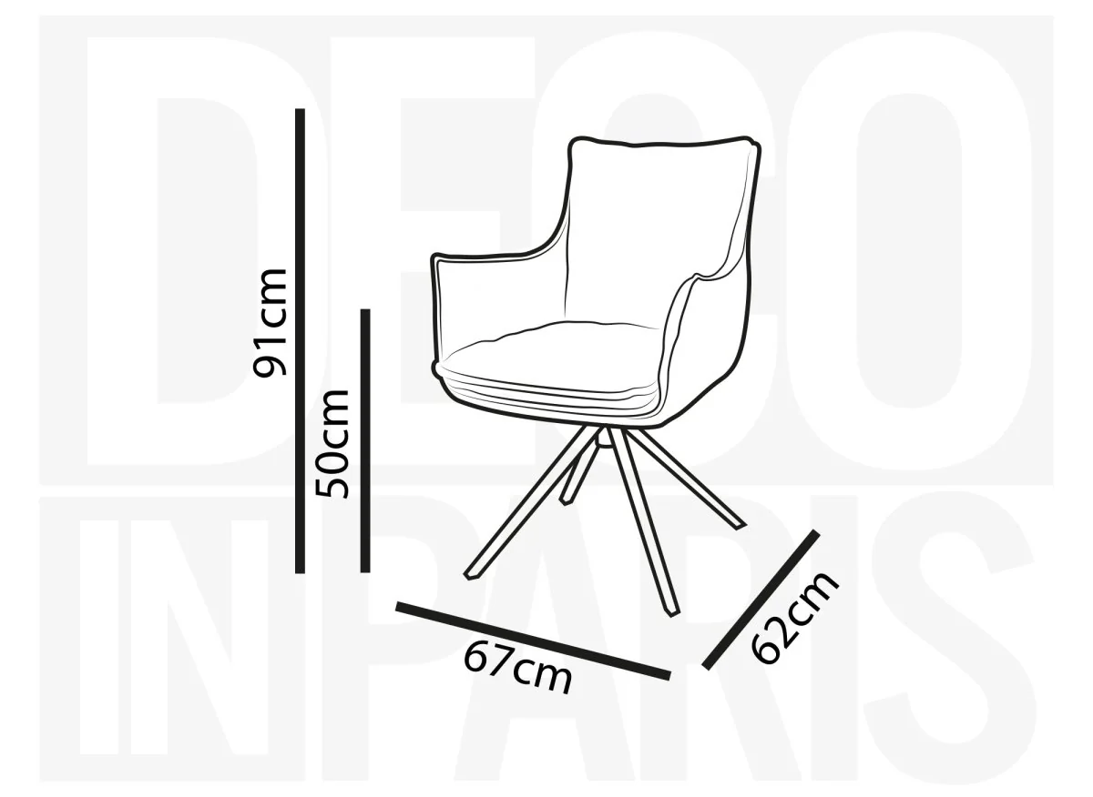 Chaise pivotante avec accoudoirs en velours bleu NOALIE - Image 8