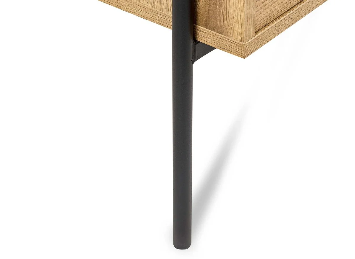 Commode 2 tiroirs en bois clair et métal noir SOHANE - Image 10