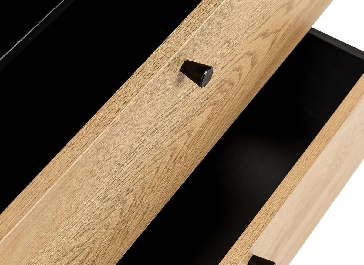 Commode 2 tiroirs en bois clair et métal noir SOHANE - Image 5