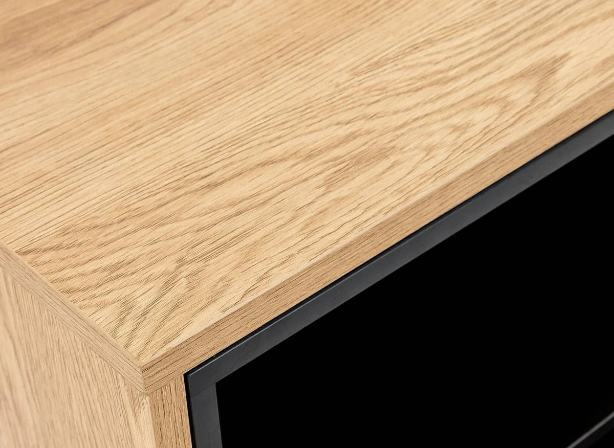 Commode 2 tiroirs en bois clair et métal noir SOHANE - Image 6