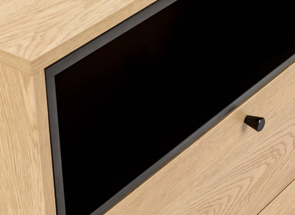Commode 2 tiroirs en bois clair et métal noir SOHANE - Image 7