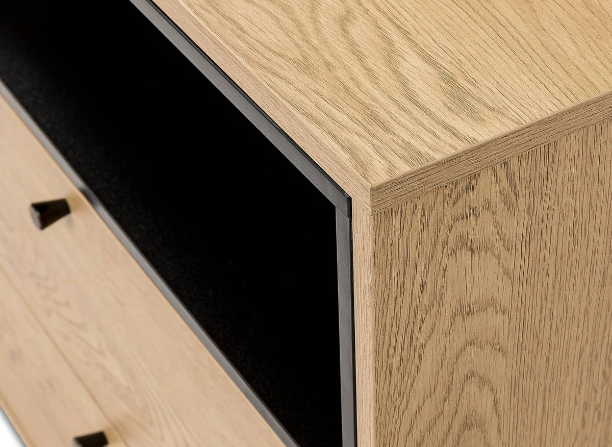 Commode 2 tiroirs en bois clair et métal noir SOHANE - Image 8