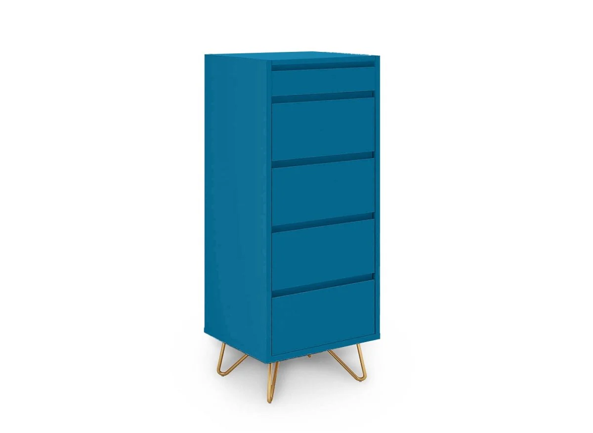 Commode 4 tiroirs bleu canard avec coiffeuse intégrée DARINA - Image 4