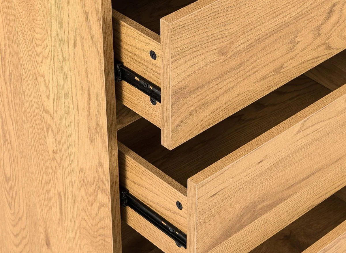Commode 5 tiroirs en bois couleur chêne SACHA - Image 5