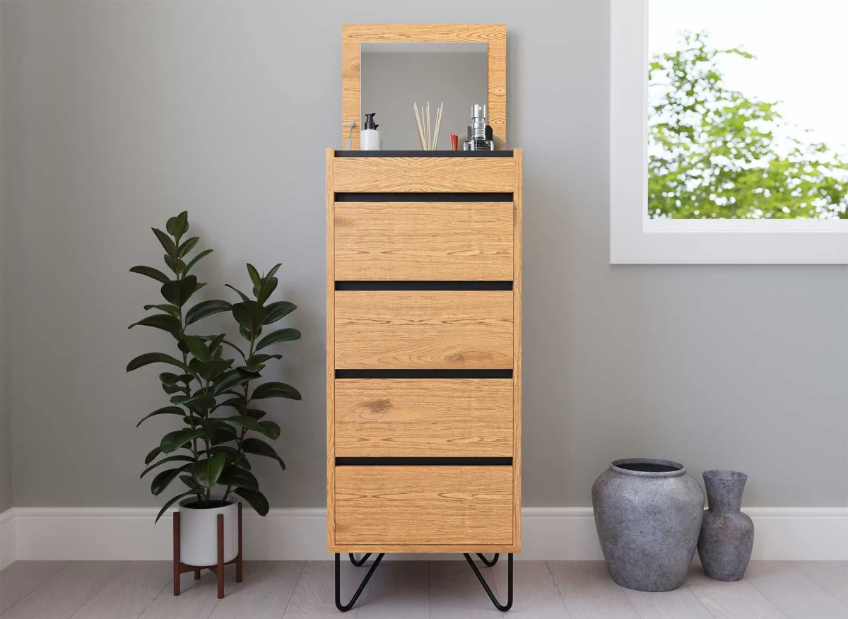 Commode en bois 4 tiroirs avec coiffeuse intégrée DARINA - Image 3