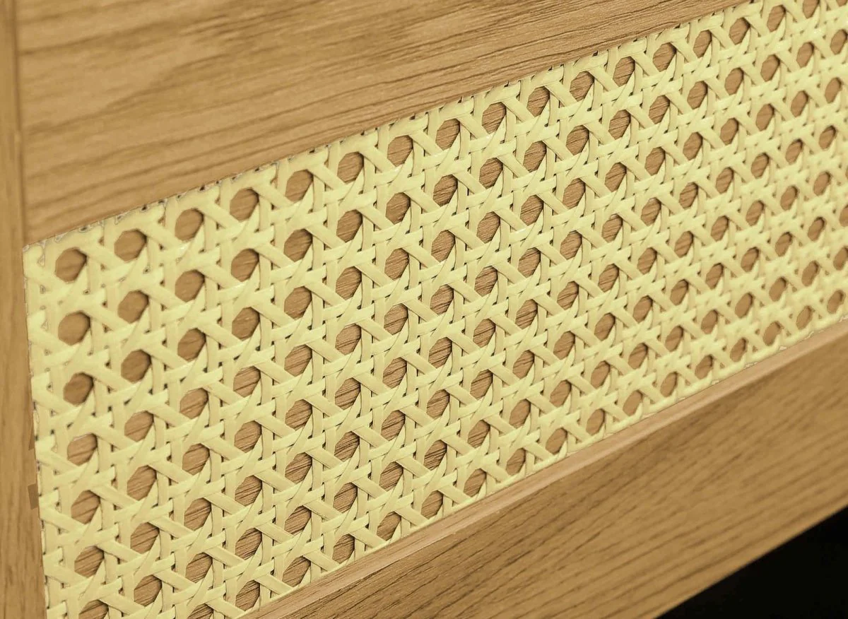 Commode scandinave 3 tiroirs en bois métal et cannage TULLIO - Image 5