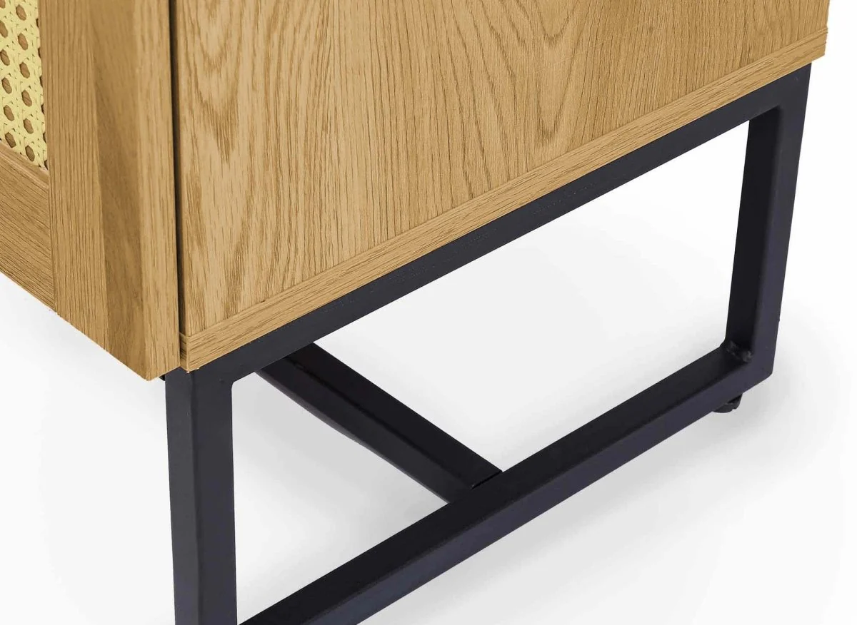 Commode scandinave 3 tiroirs en bois métal et cannage TULLIO - Image 6