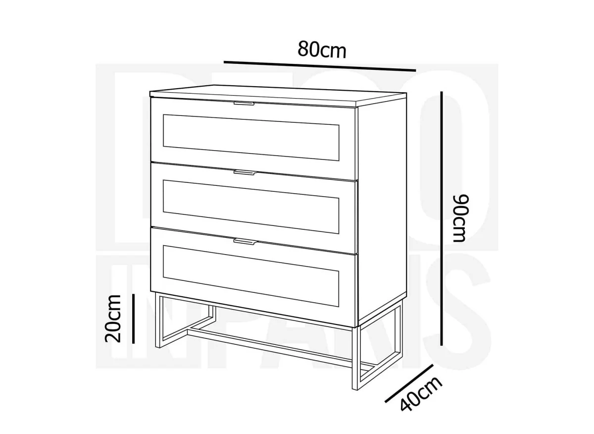 Commode scandinave 3 tiroirs en bois métal et cannage TULLIO - Image 7