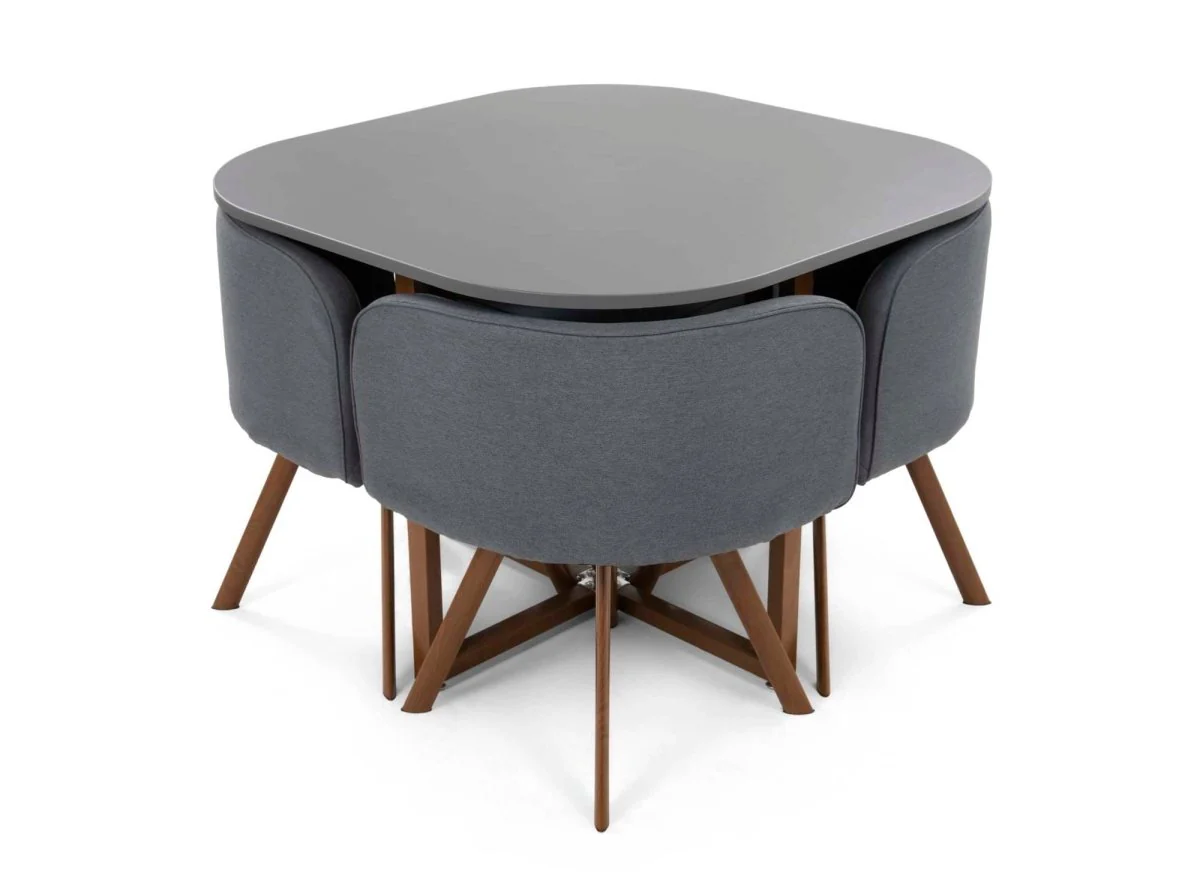 Ensemble table + 4 chaises encastrables grises FLEN - Image 3