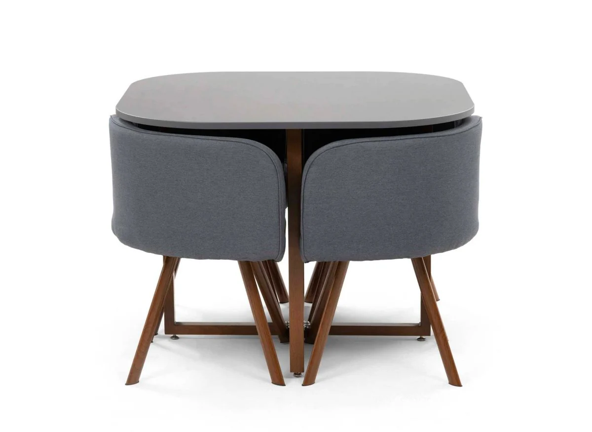 Ensemble table + 4 chaises encastrables grises FLEN - Image 4