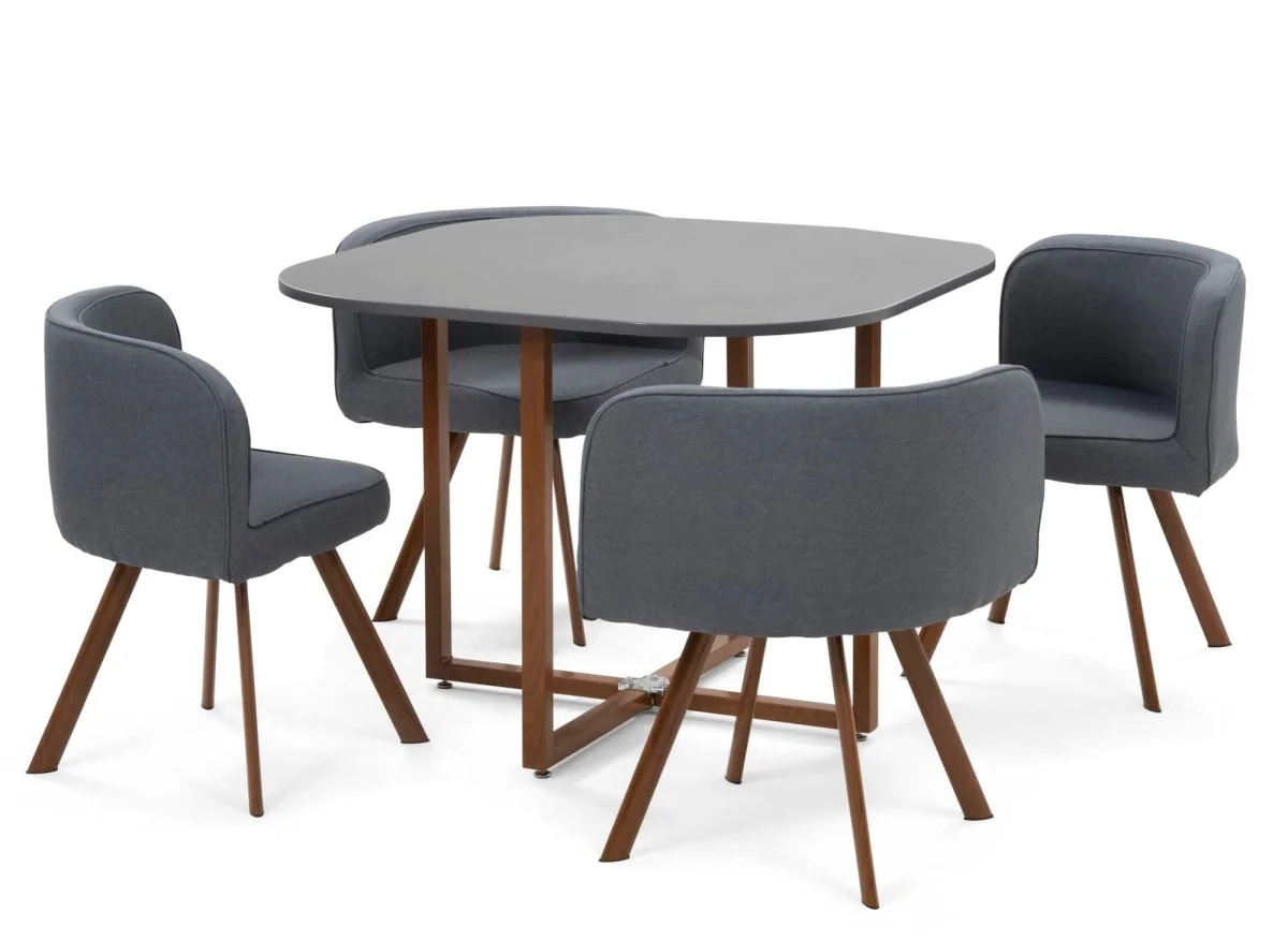 Ensemble table + 4 chaises encastrables grises FLEN - Image 6