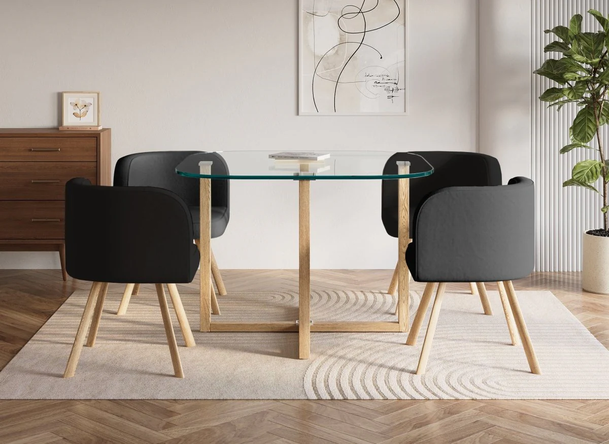 Ensemble table + 4 chaises encastrables noires FLEN - Image 3