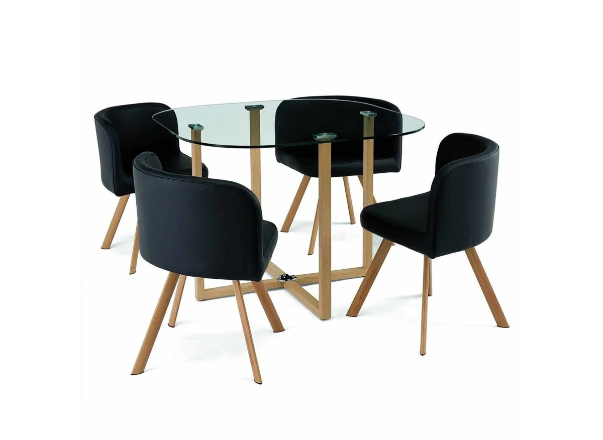 Ensemble table + 4 chaises encastrables noires FLEN - Image 4