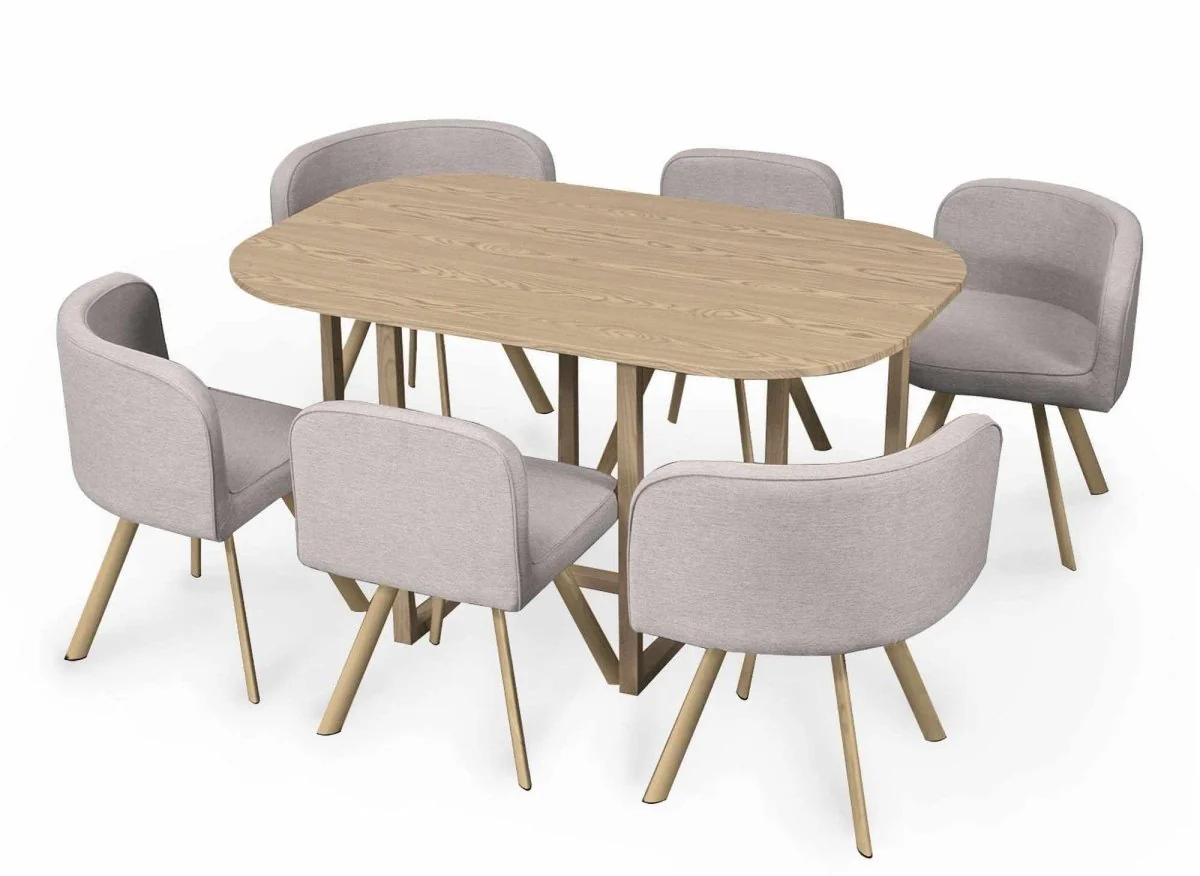 Ensemble table + 6 chaises encastrables beige FLEN XL - Image 4