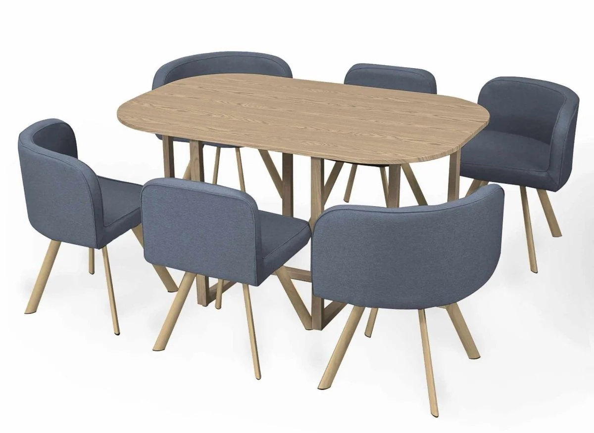 Ensemble table + 6 chaises encastrables gris FLEN XL - Image 5