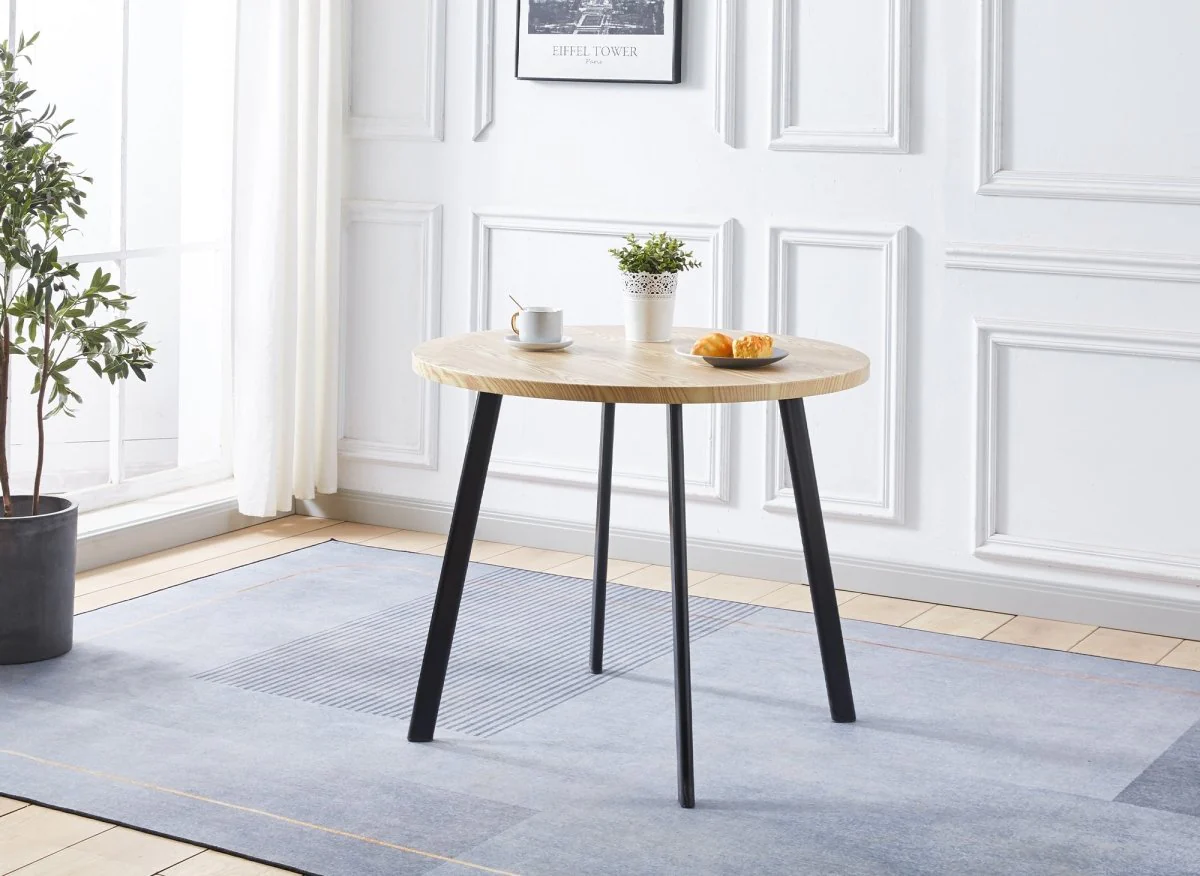 Ensemble table à manger en bois avec 4 tabourets beige IRINA - Image 4