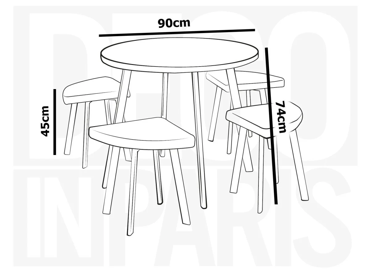 Ensemble table à manger en bois gris clair avec 4 tabourets gris IRINA - Image 15