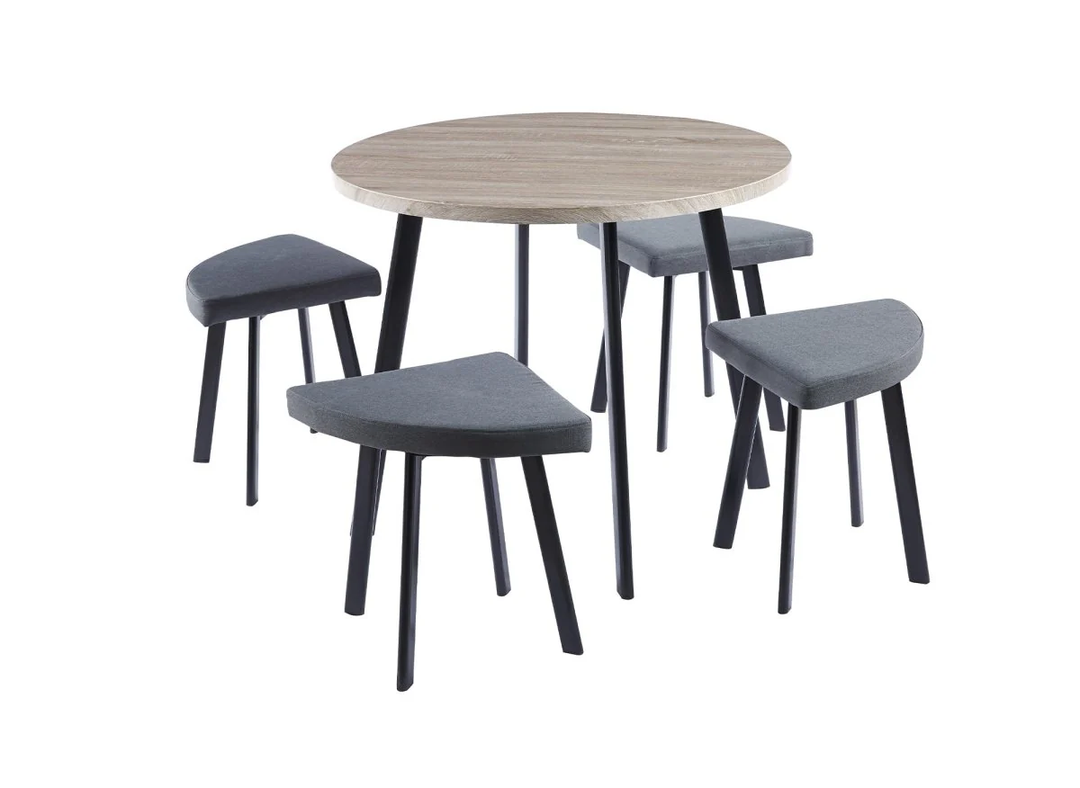 Ensemble table à manger en bois gris clair avec 4 tabourets gris IRINA - Image 6