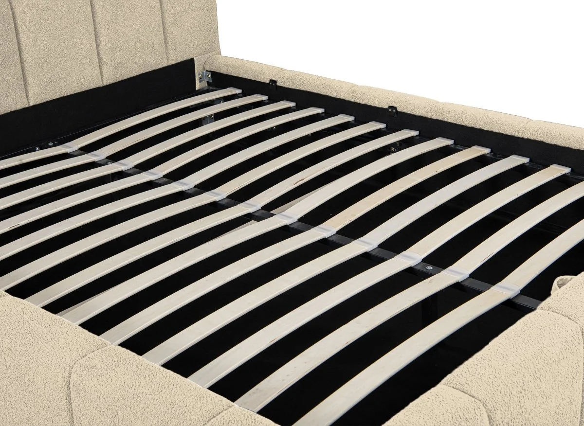 Lit coffre en tissu bouclette beige 140x190 cm MILIE - Image 8