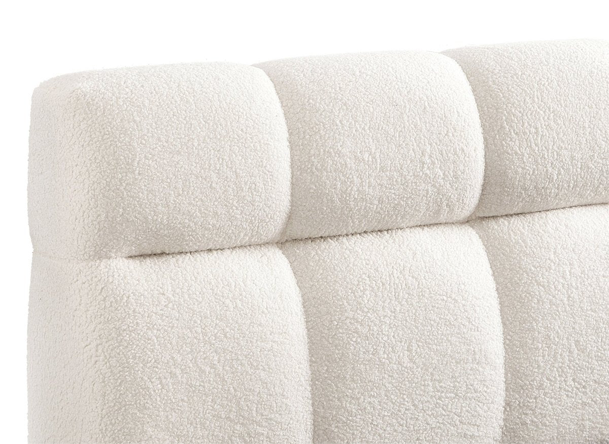 Lit coffre en tissu bouclette écru 180x200 cm GEORGINA - Image 7