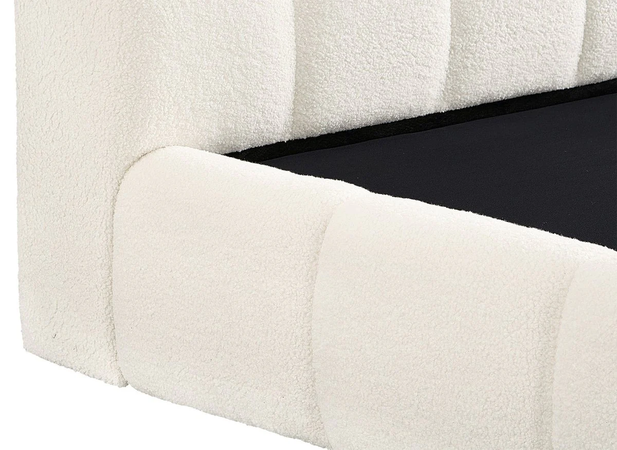 Lit coffre en tissu bouclette écru 180x200 cm GEORGINA - Image 8