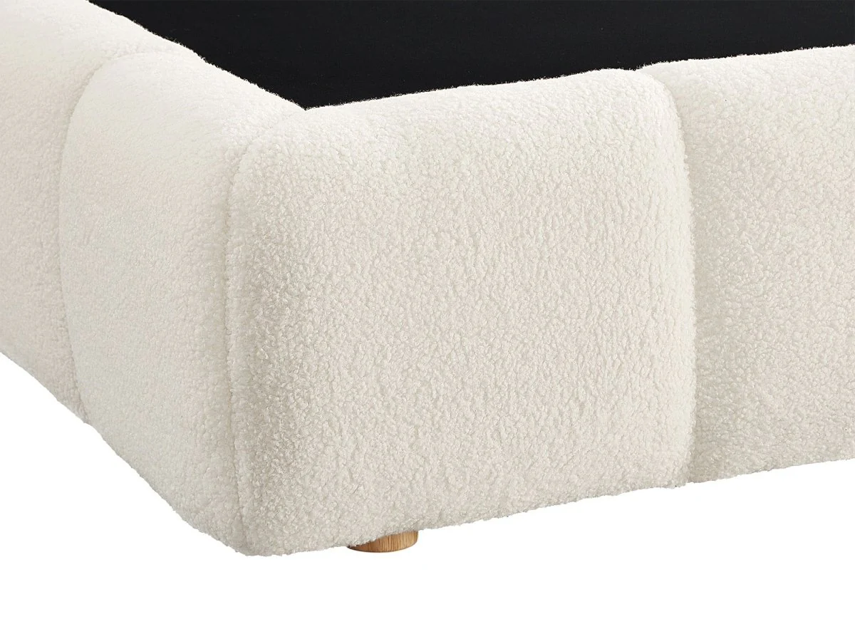 Lit coffre en tissu bouclette écru 180x200 cm GEORGINA - Image 9