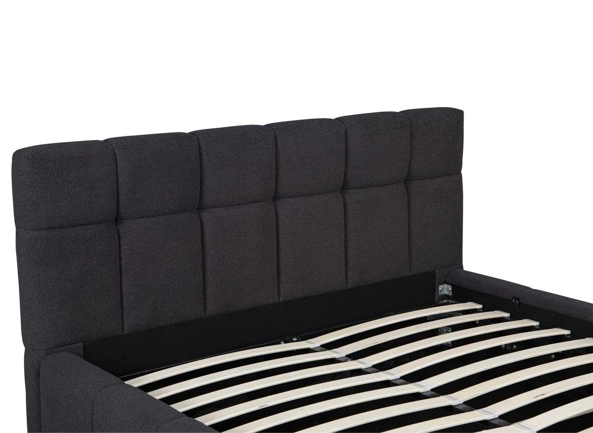 Lit coffre en tissu bouclette gris 180x200 cm MILIE - Image 7