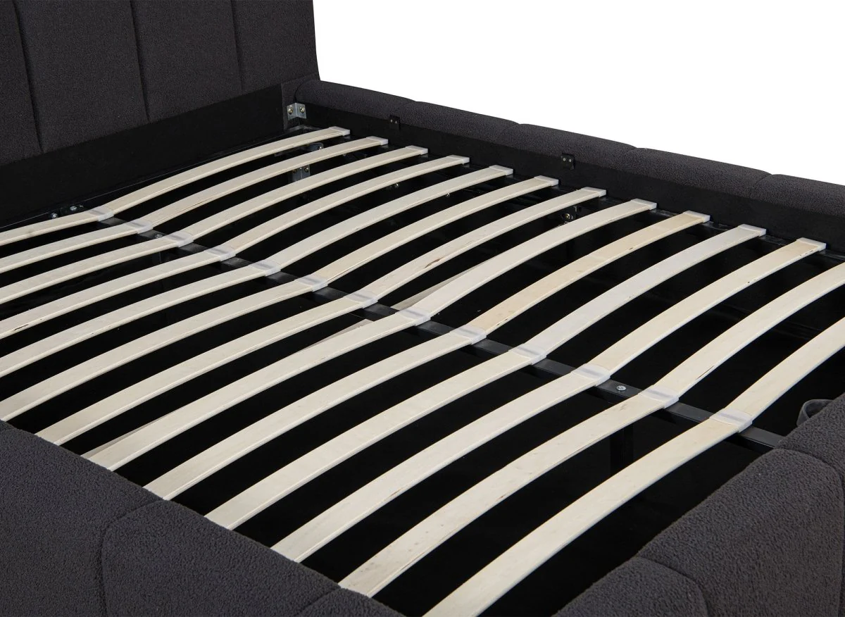 Lit coffre en tissu bouclette gris 180x200 cm MILIE - Image 8