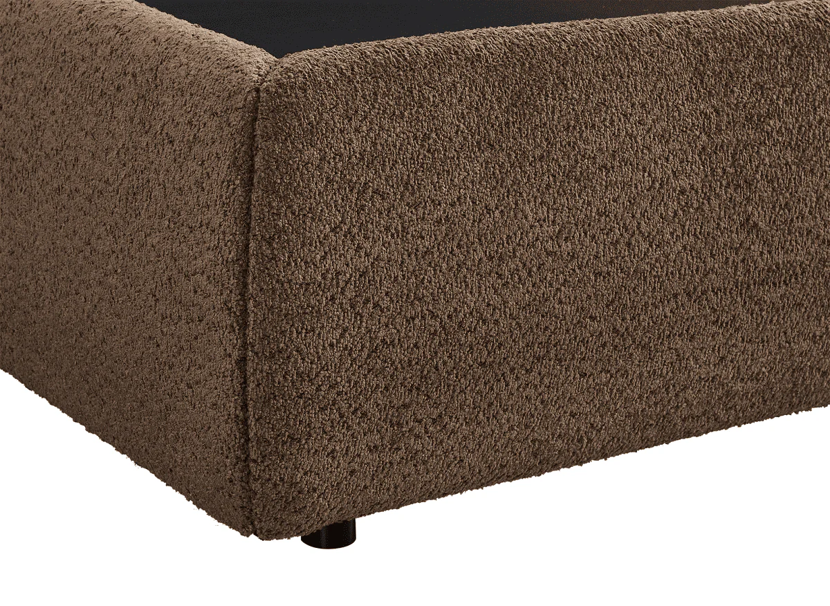 Lit coffre en tissu bouclette marron 140x190 cm MELY - Image 8