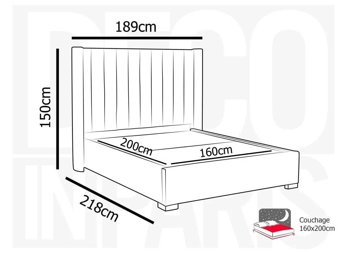 Lit coffre en velours beige 160x200 cm ALENA - Image 7