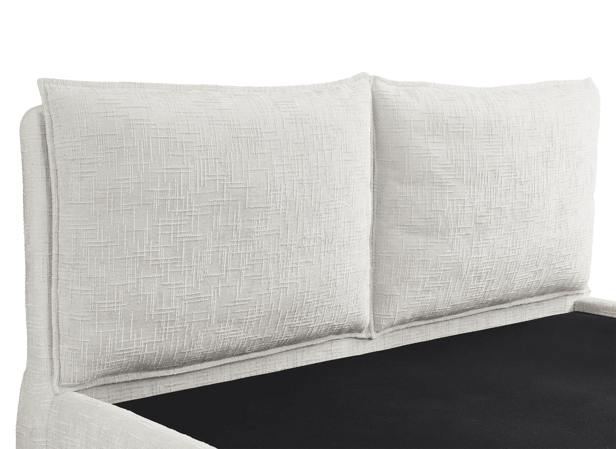 Lit coffre en velours chiné beige 140x190 cm MELY - Image 7