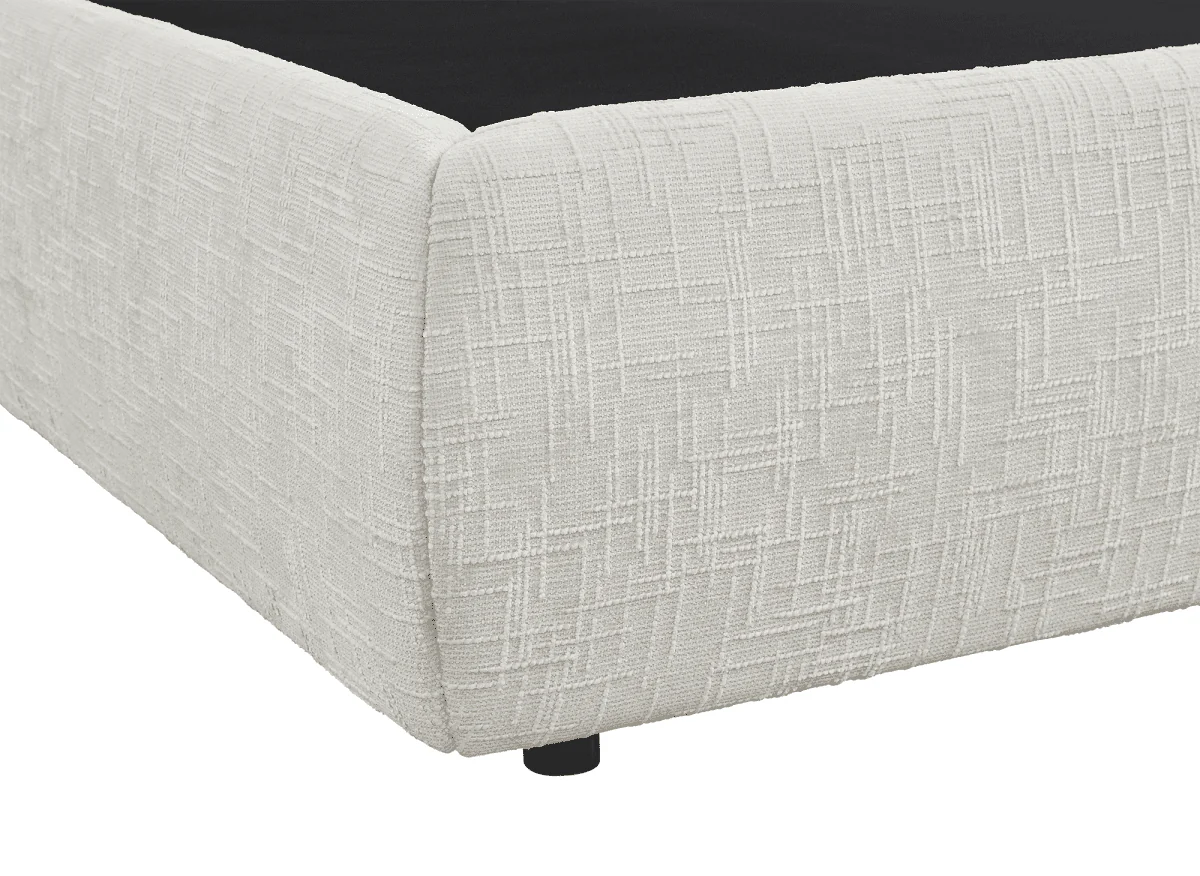 Lit coffre en velours chiné beige 140x190 cm MELY - Image 8