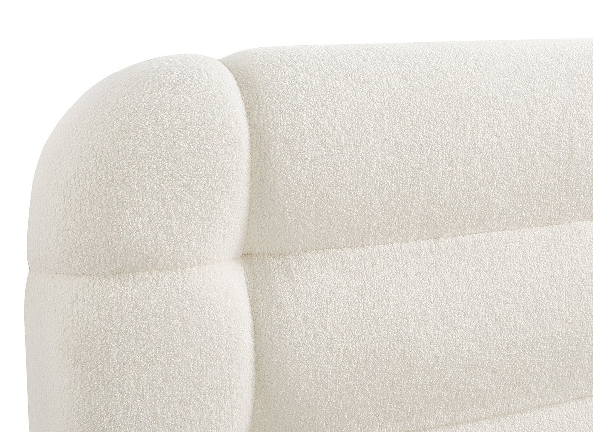 Lit double en tissu bouclette écru 140x190 cm YOURI - Image 5