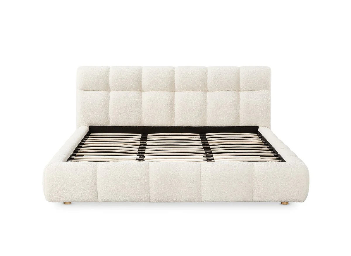 Lit double en tissu bouclette écru 160x200 cm GEORGINA - Image 4