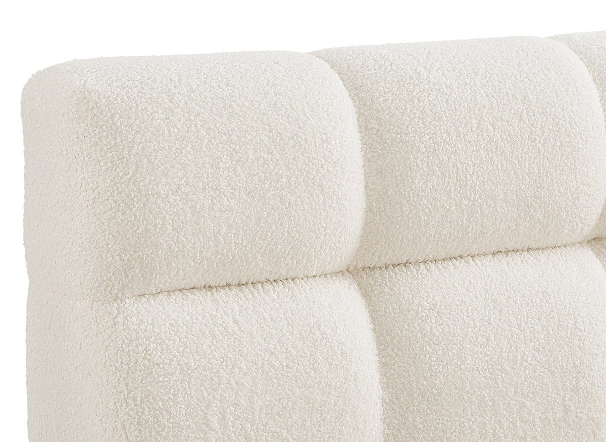 Lit double en tissu bouclette écru 160x200 cm GEORGINA - Image 5