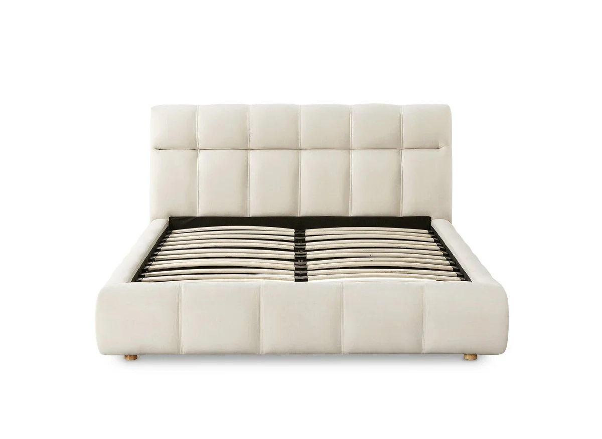 Lit double en velours beige 140x190 cm GEORGINA - Image 4