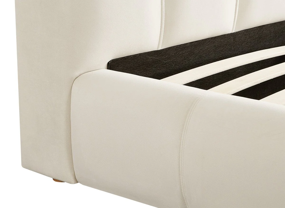 Lit double en velours beige 140x190 cm GEORGINA - Image 6