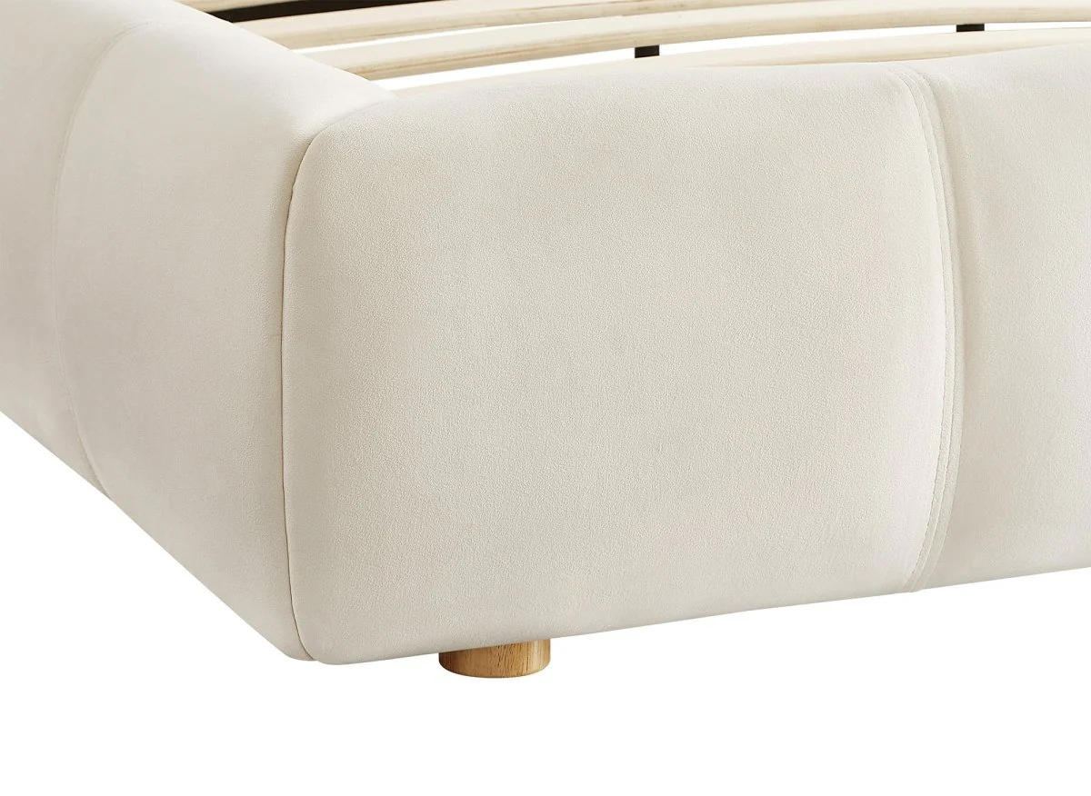 Lit double en velours beige 140x190 cm GEORGINA - Image 7