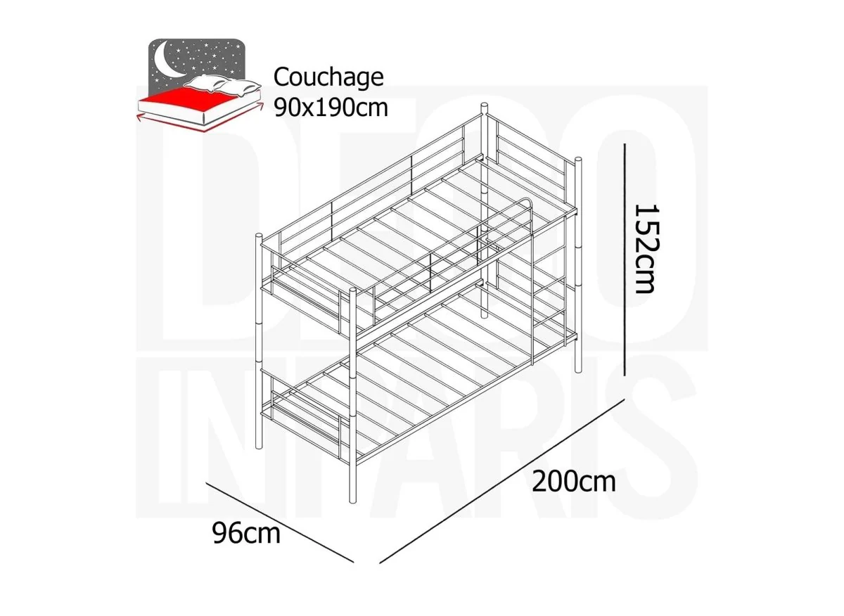 Lit superposé TWINS en métal blanc 90 X 190 cm + sommiers - Image 7