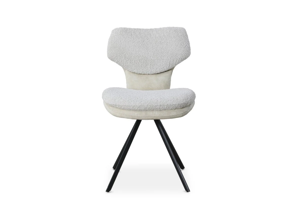 Lot de 2 chaises design en tissu bouclette beige MILIA - Image 3