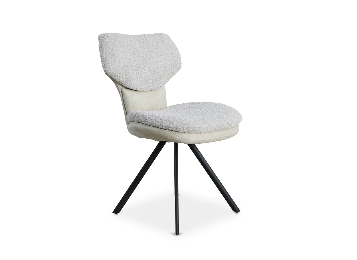 Lot de 2 chaises design en tissu bouclette beige MILIA - Image 4