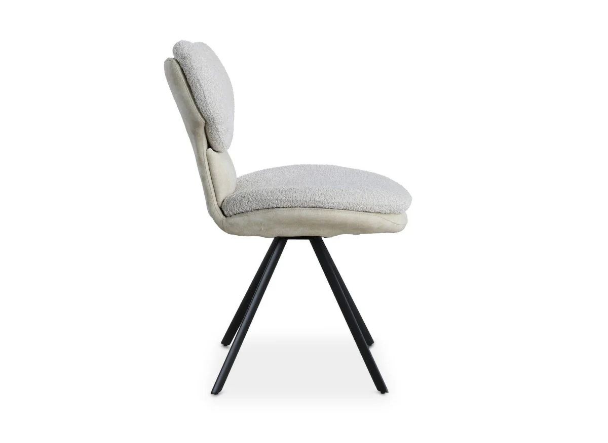 Lot de 2 chaises design en tissu bouclette beige MILIA - Image 5