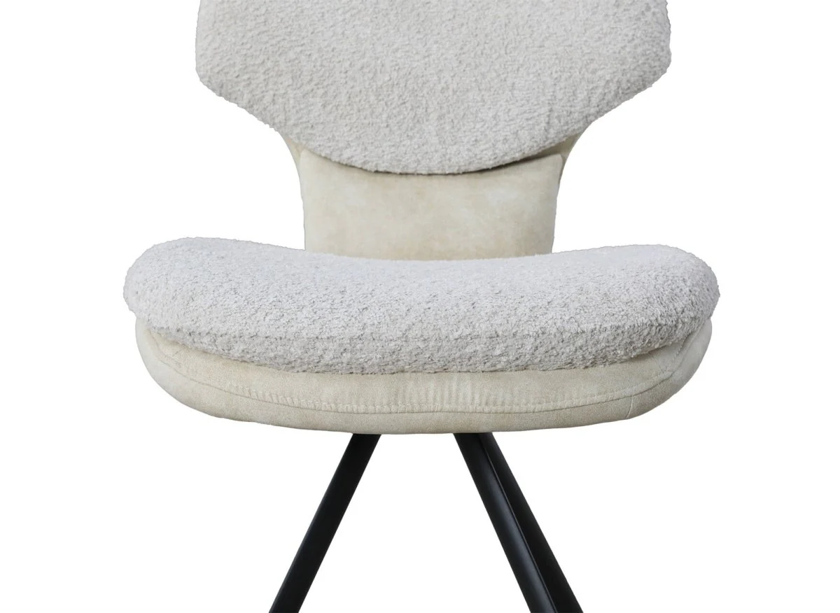 Lot de 2 chaises design en tissu bouclette beige MILIA - Image 8