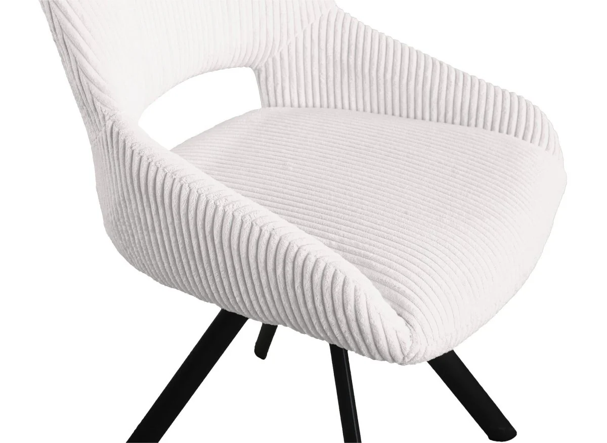 Lot de 2 chaises design en velours côtelé blanc écru SYRA - Image 10