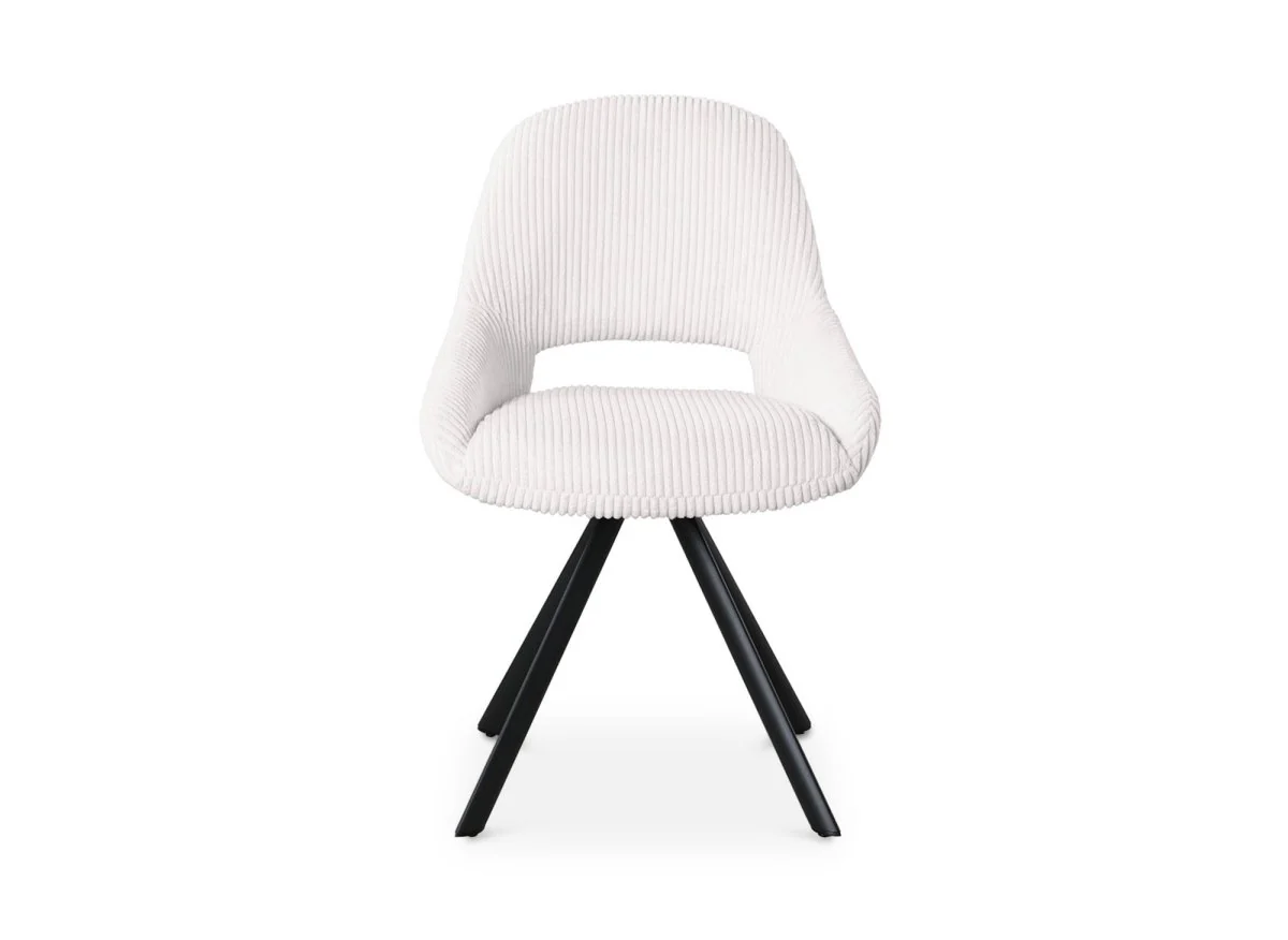 Lot de 2 chaises design en velours côtelé blanc écru SYRA - Image 4